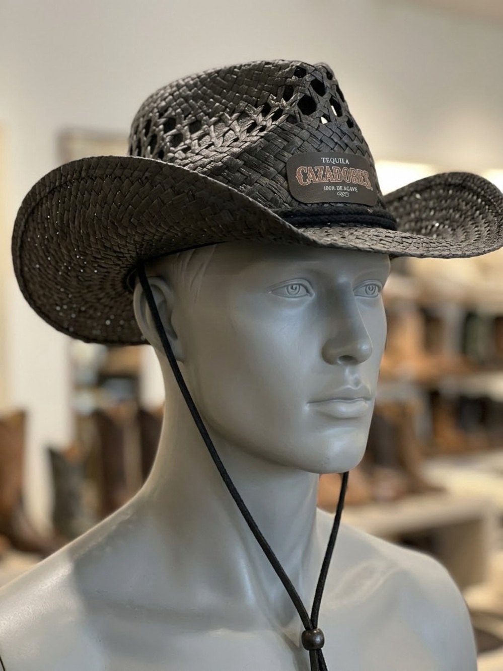 Tequila Cazadores black straw cowboy hat